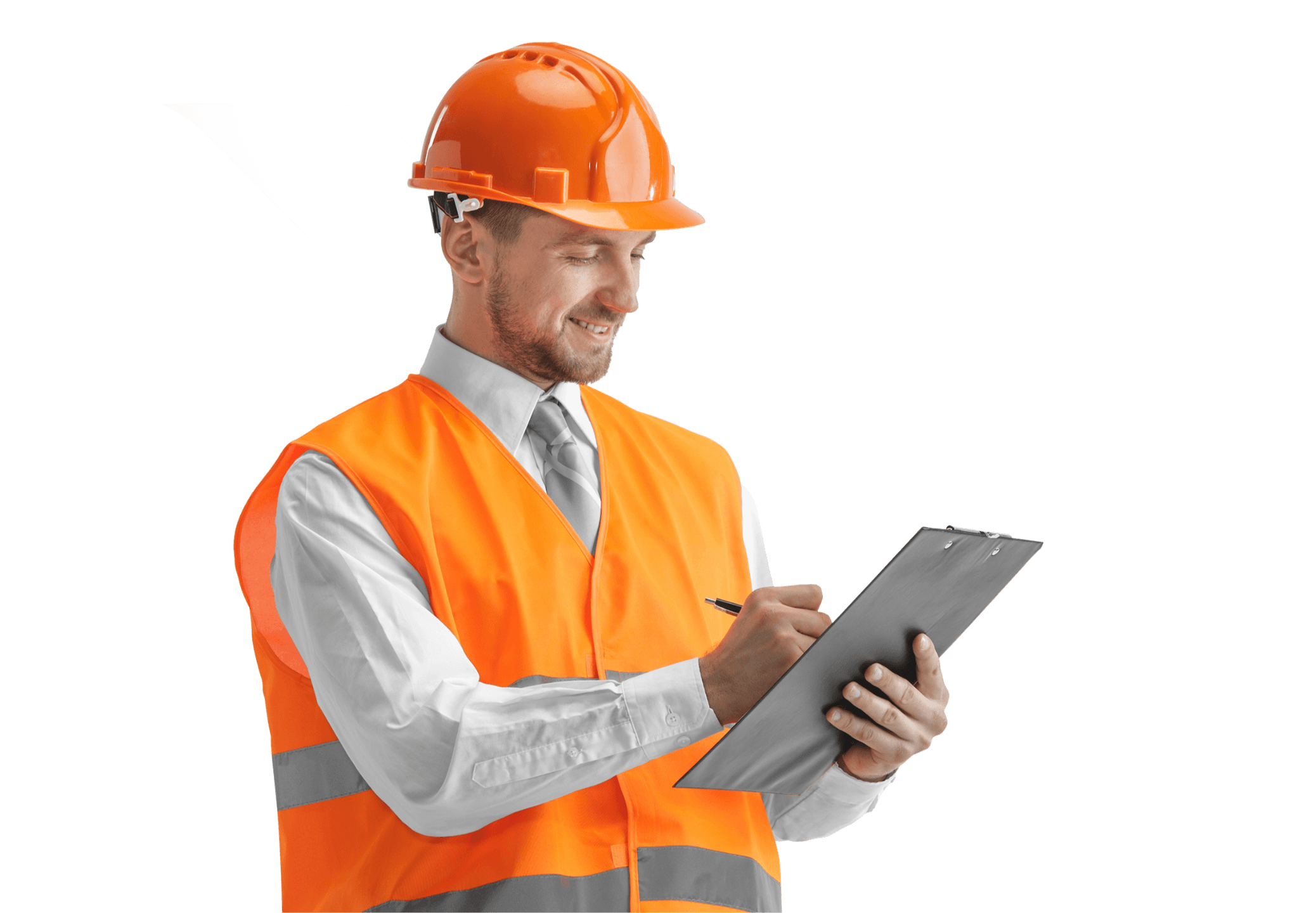 Construction professional using a tablet